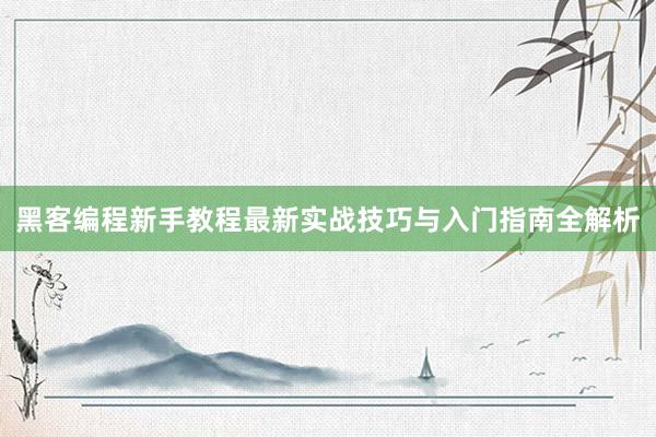 黑客编程新手教程最新实战技巧与入门指南全解析